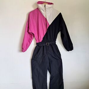 Tyrolia By Head Vintage Ski Suit One Piece Snowsuit Womens Small Colorblock Pink